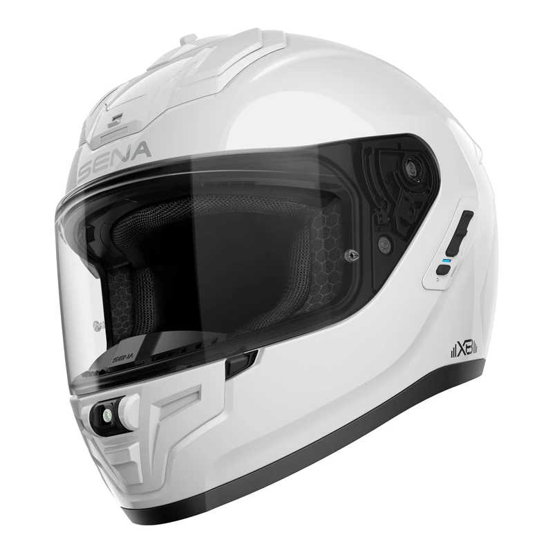 Sena Phantom XB Full Face Smart Motorcycle Helmet with Integrated Communications Featuring Acoustic Audio Chambers (Gloss White, L)