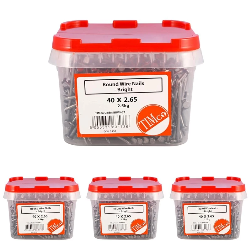 TIMCO Bright Round Wire Nails - 75 x 3.75-2.5kg (Pack of 4)