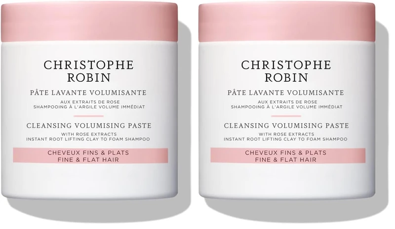 Christophe Robin Cleansing Volumising Paste with Pure Rassoul Clay & Rose 250ml – Detoxifying Scalp Treatment, Adds Volume & Texture, Removes Impurities, Nourishes Hair (Pack of 2)
