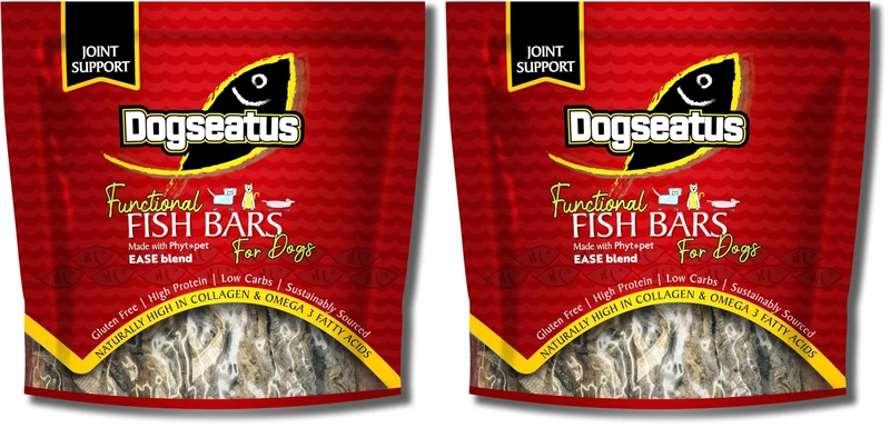 Pet Natural Dogseatus Fish Skin Bar | Treats with Functional Herbs for Dogs | Joint Support Herb Mix | 500g | 100% Natural, High in Omega 3, Long-Lasting Chews, Raw Hide Alternative (Pack of 2)
