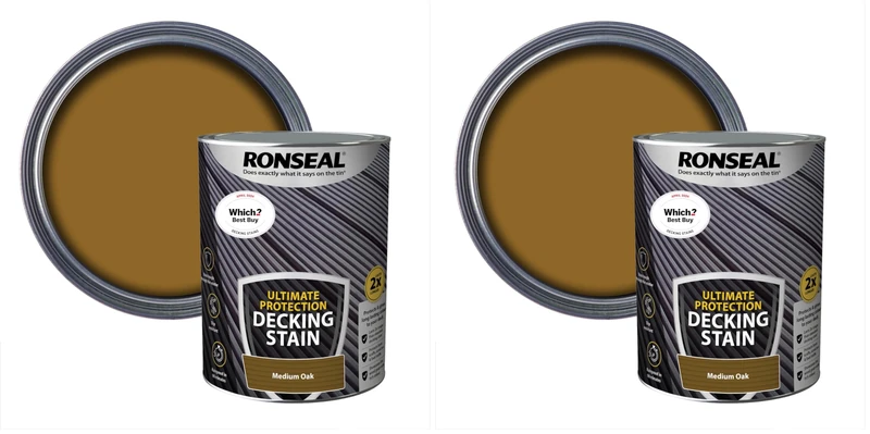 Ronseal Ultimate Protection Decking Stain Medium Oak 5L (Pack of 2)