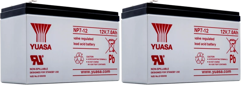 Yuasa NP7-12 12V Lead Acid Battery, UPS Backup Alarm and Emergency Battery (Pack of 2)