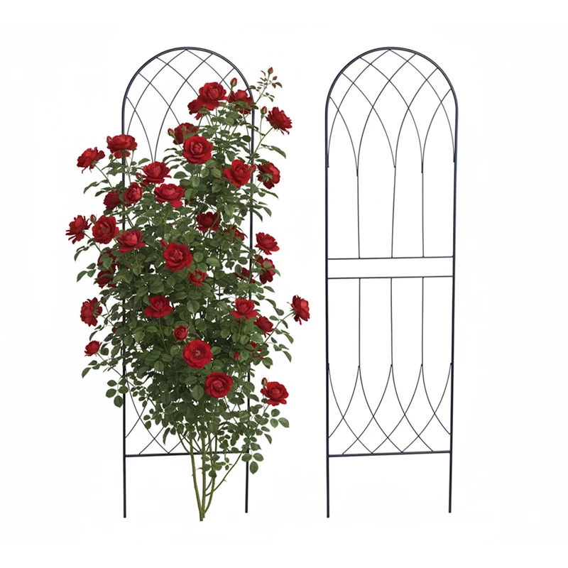 Relaxdays Trellis, set of 2, HxW: 140 x 38 cm, metal, climbing support for roses & vines, garden, black