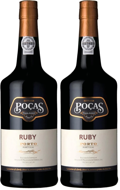 Poças Ruby Port 75 cl – Vibrant Douro Ruby Fortified Wine – Ripe Red Fruit & Spice – Youthful, Rich & Lively – 19% ABV (Pack of 2) - Image 1