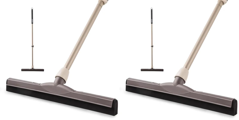 Eyliden Floor Squeegee Scrubber with Telescopic Handle, Heavy Duty Remove Water Squeegee for Floor Cleaning, Scratch-Free Durable EVA Foam Blade Squeegee for Bath Tile Glass Window (Pack of 2)