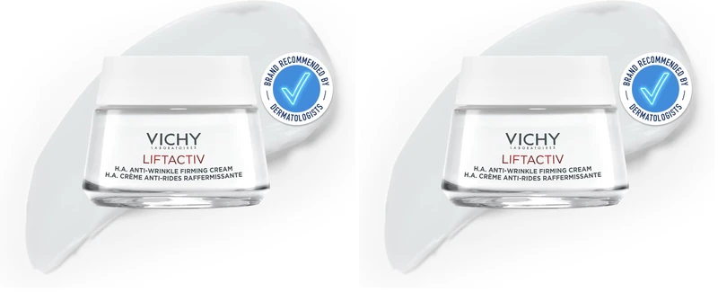 Vichy Liftactiv Hyaluronic Acid Anti-Wrinkle Firming Moisturiser for Dry Skin 50ml (Pack of 2)