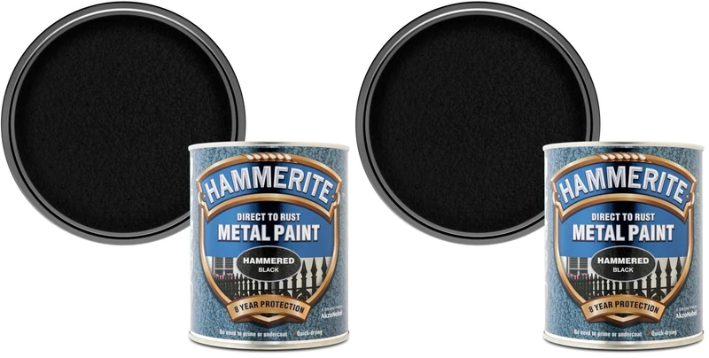Hammerite Direct to Rust Metal Paint - Hammered Black Finish 750ML (Pack of 2) - Image 1