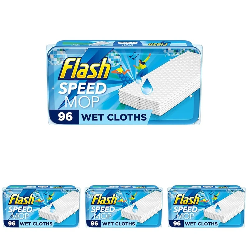 Flash Speedmop Floor Cleaner Antibac Wipes With Lemon Scent, 4x24, For A Fast & Easy Clean (Pack of 4) - Image 1