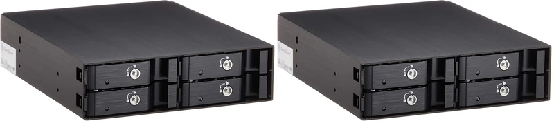 SilverStone SST-FS204B - Aluminium Trayless Hot Swap Mobile Rack Backplane / Internal Hard Drive Enclosure for 4x 2.5 Inch SAS/SATA HDD or SSD, fit in any 5.25 Inch Drive Bay, with Fan and Lock, black