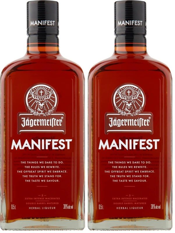 Jägermeister MANIFEST Herbal Liqueur | 50cl | 38% ABV | Luxury German Liqueur | Spirits | Best Served Neat Over Ice (Pack of 2) - Image 1