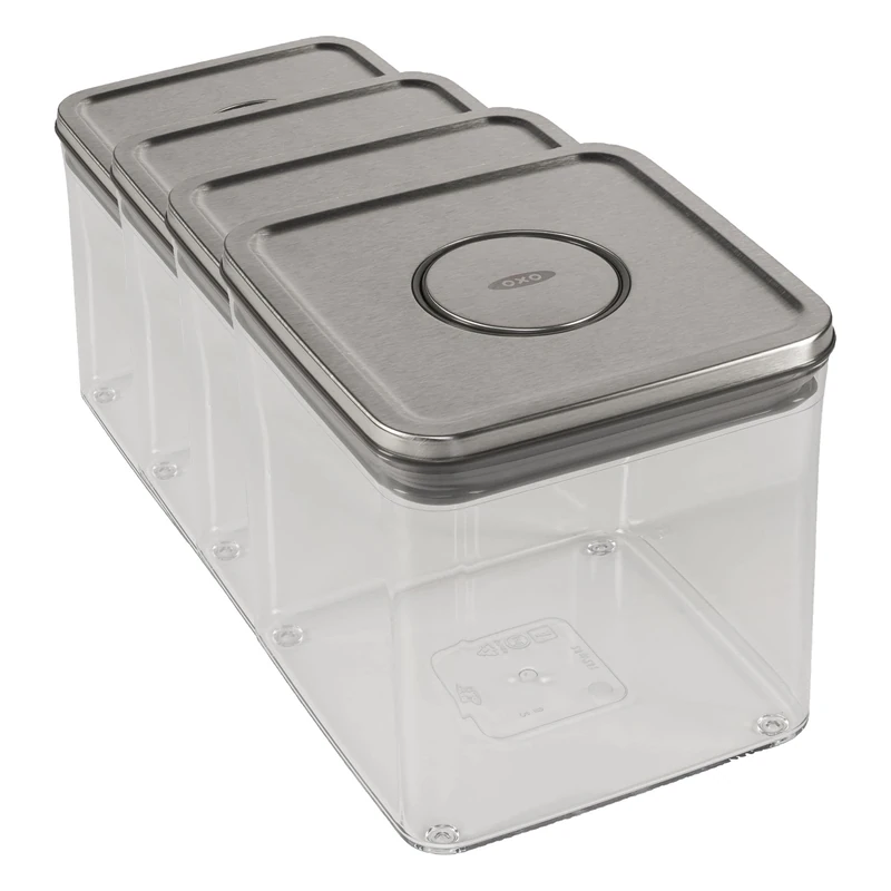 OXO Steel POP Container Big Square Short (2.6 L) (Pack of 4)
