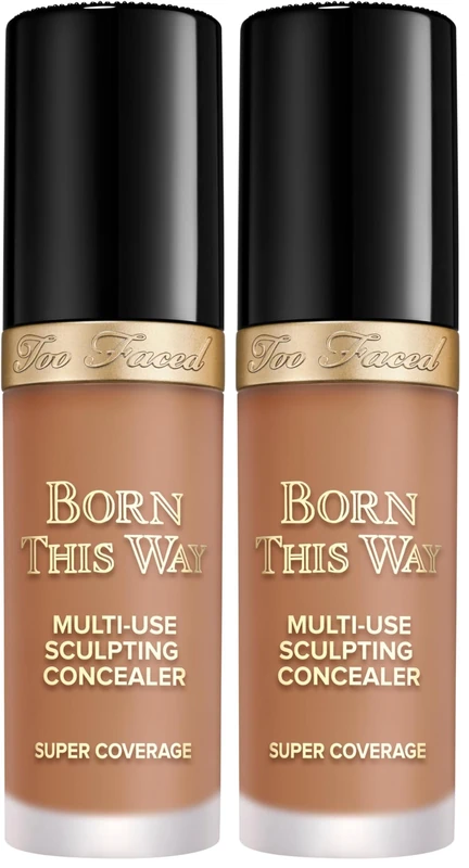 Too Faced Born This Way Super Coverage Multi-Use Concealer | Full Coverage, Oil Free, Long Lasting + Hydrating (Pack of 2)