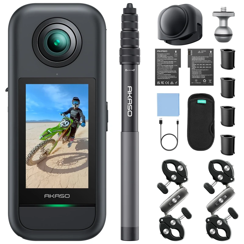 AKASO 360 Camera Motorcycle Combo - 360° Action Camera with 5.7K 360° Video