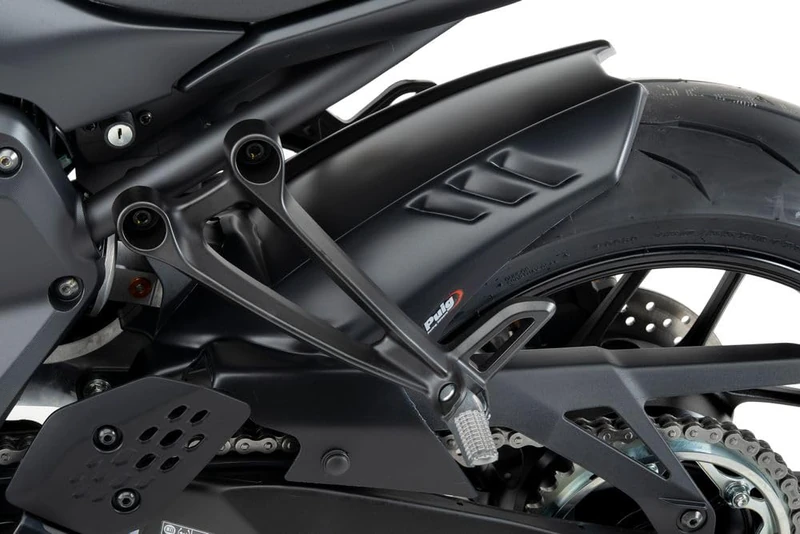 Puig 22414J Rear Hugger in high-resistance ABS with integrated chain guard improving protection and reducing splashes, Matte Black
