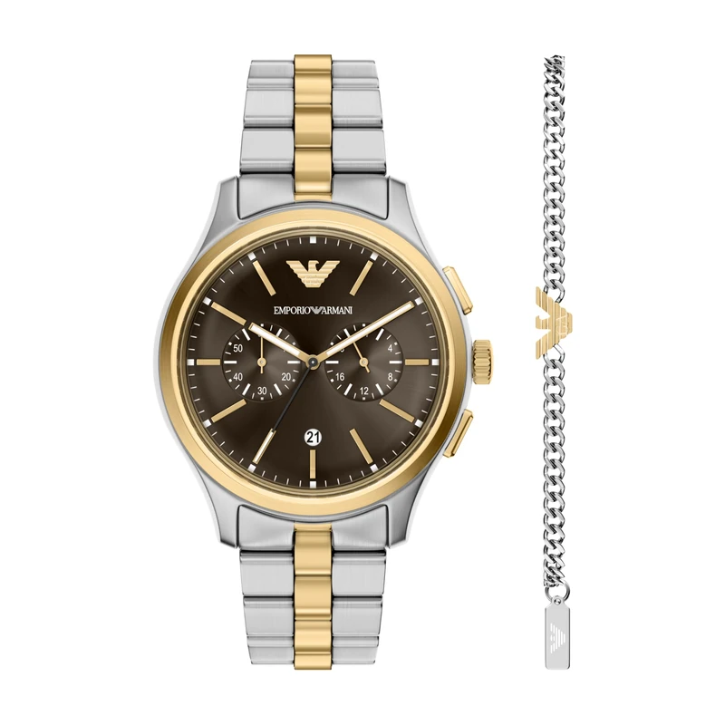 Emporio Armani Men's 42MM Silver-Tone Stainless Steel Watch, AR80084SET