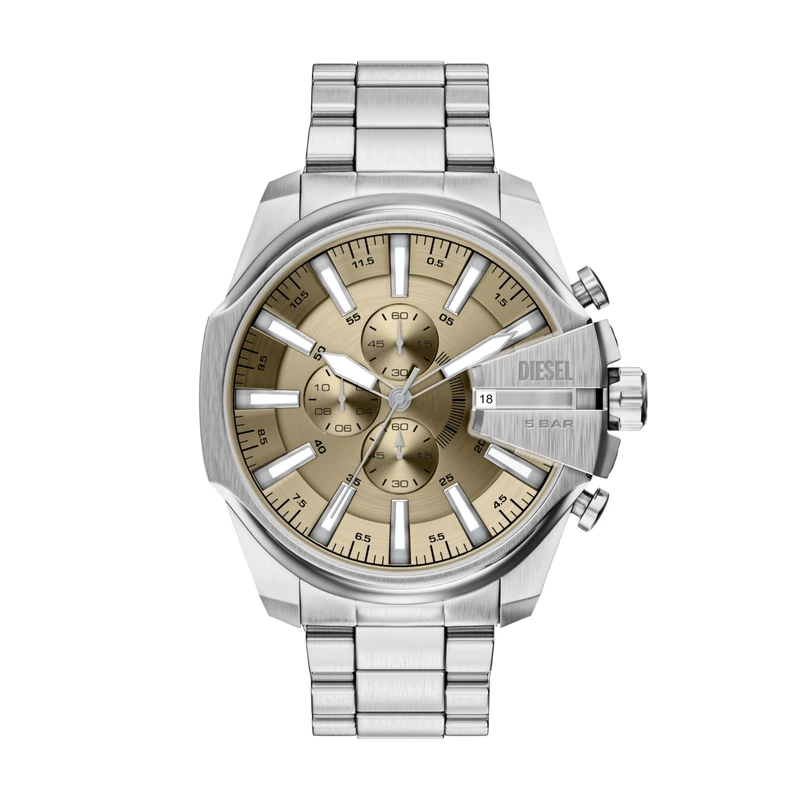 Diesel Mega Chief Slim Men's 48MM Silver-Tone Stainless Steel Watch, DZ4702