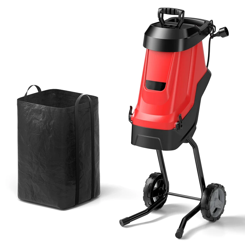 GiantexUK Garden Shredder, 1800W Wood Chipper with Dual-sided Blades, Safety Locking Knob & 49L Collection Bag, 4000RPM Speed, Electric Mulcher for 45mm Branches and Leaves