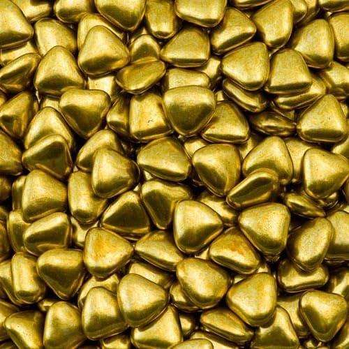 Italian Options Mini Heart Chocolate Dragees, Small Heart Chocolates, Sweets, Candy for Wedding Favours, Baby Showers, Christenings, Valentines, Gifts and Party Bags, 1 Kg, 1.5 cm Pieces, Gold