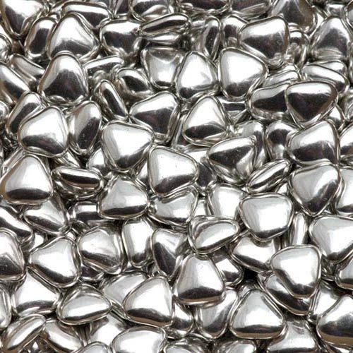 Italian Options Mini Heart Chocolate Dragees, Small Heart Chocolates, Sweets, Candy for Wedding Favours, Baby Showers, Christenings, Valentines, Gifts and Party Bags, 1 Kg, 1.5 cm Pieces, Silver - Image 1