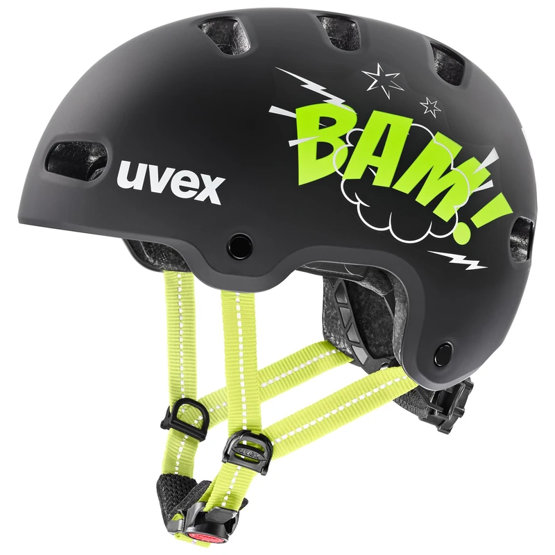 uvex kid 4 style bike helmet for kids - bam black-lime matt/51-55 cm