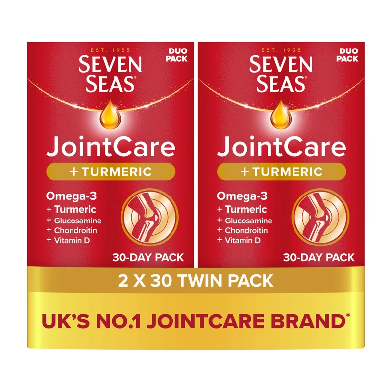 Seven Seas Omega-3 Fish Oil & Turmeric. 60 Capsules + 60 Tablets, 2 Months Supply (2x30 Days Twin Pack)