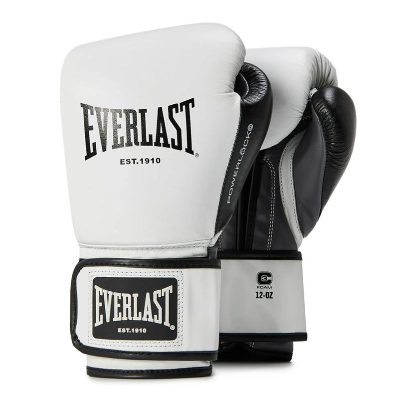 Everlast Powerlock OG Advanced 16oz Boxing Gloves, White/Black Boxing Gloves for Bags, Mitt Work & Sparring, Hook & Loop System, EverDri, C3 Foam Technology, Ergonomic Grip - Authentic Everlast Gear - Image 1