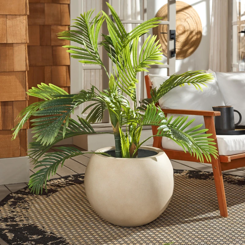 SAFAVIEH Concrete Planter, Beige, 50 x 50 x 40 cm