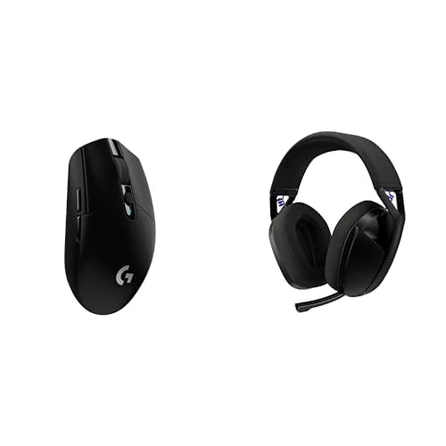 Logitech G G305 LIGHTSPEED Wireless Gaming Mouse, HERO 12K Sensor, 12,000 DPI, Lightweight + G321 LIGHTSPEED Wireless Bluetooth Gaming Headset, dynamic comfort, 16 kHz boom mic, 20+ hrs battery- Black