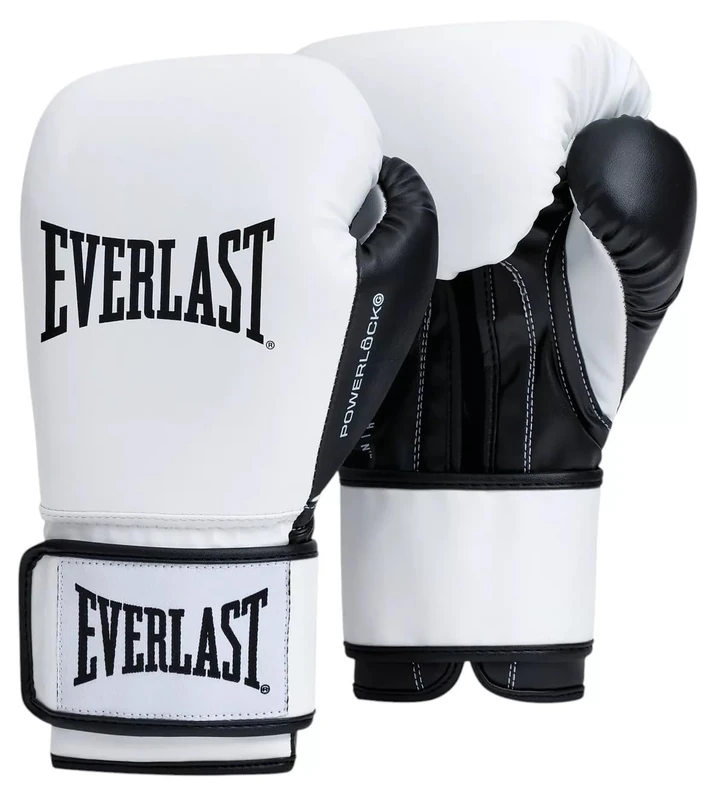Everlast Powerlock OG 16oz Boxing Gloves, White/Black Boxing Gloves for Bags, Mitt Work & Sparring, Hook & Loop System, Advanced Foam Technology, Ergonomic Grip - Authentic Everlast Gear