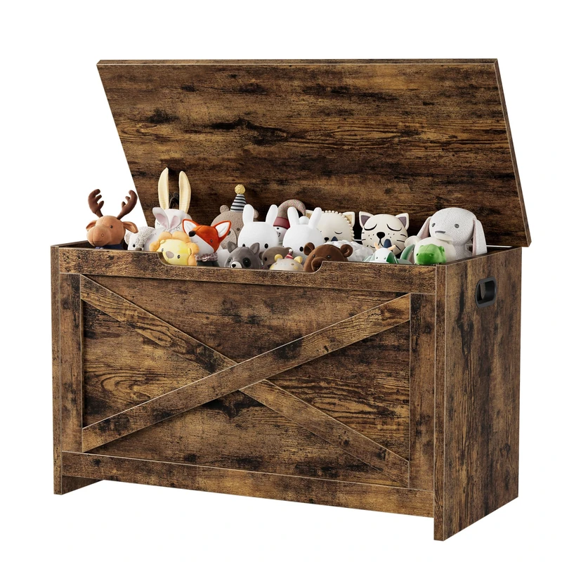 GarveeTech 30" Storage Chest with Safety Hinge, Wooden Storage Bench for Entryway, Large Toy Box & Blanket Chest for Bedroom, Living Room, Shoe Bench Organizer, Easy Assembly, Retro