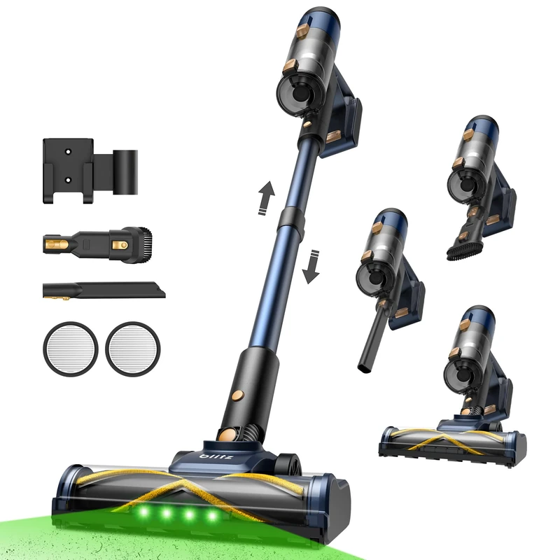 Vexilar V12 Cordless Vacuum Cleaner, 50KPa Suction, 50Mins Detachable Battery, Lightweight Cordless Vacuum with Anti-Tangle, LED Touchscreen, GreenEye Tech, For Hardfloor, Carpet, Sofa and Pet Hair