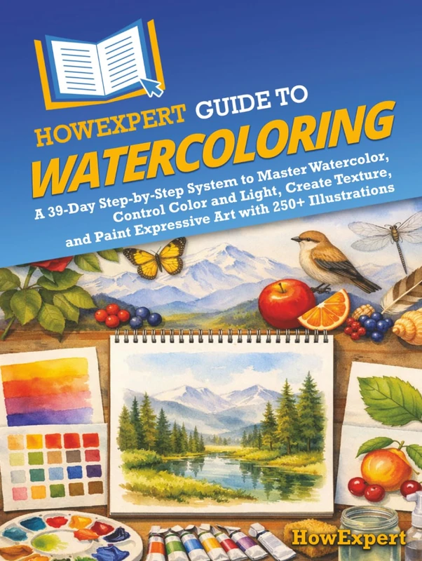 HowExpert Guide to Watercoloring: A 39-Day Step-by-Step System to Master Watercolor, Control Color and Light, Create Texture, and Paint Expressive Art with 250+ Illustrations