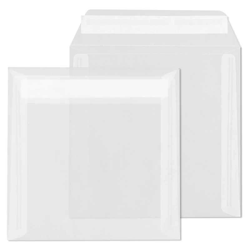 ÖKI Transparent Envelope Square Pack of 50 Envelopes with Adhesive Strips 160 x 160 mm 100 g White Clear