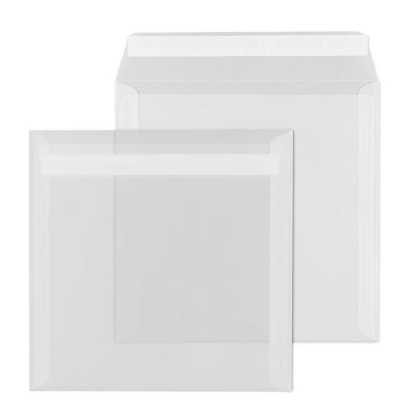 ÖKI Transparent Envelopes Square Pack of 50 with Adhesive Strips 220 x 220 mm 100 g White Clear