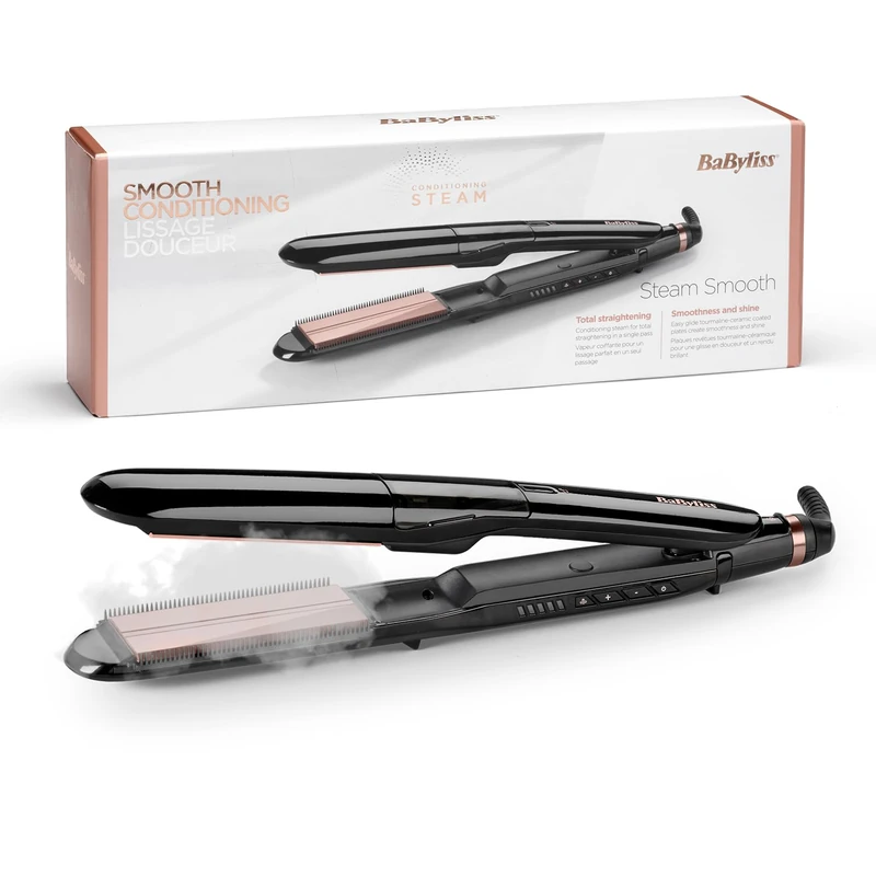 BaByliss Steam Smooth Hair Straightener - Black