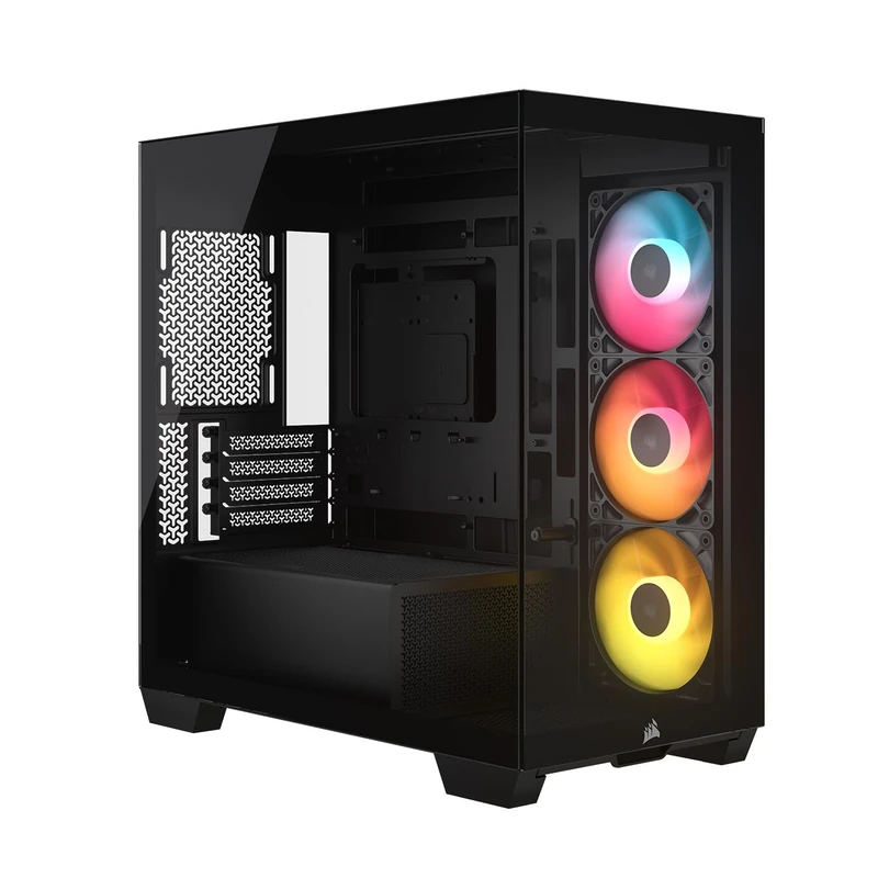 CORSAIR 2800X RS ARGB Panoramic Micro-ATX PC Case – 3x Fans Included, Modular Customisation, GPU Anti-Sag, Reverse Connection Motherboard Compatible – Black