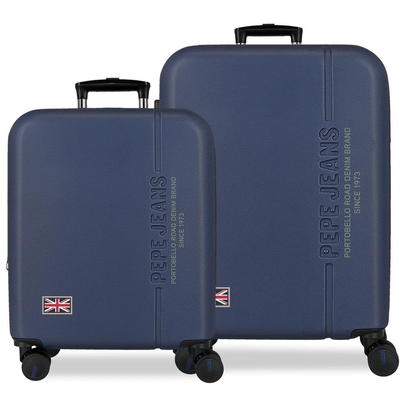 Pepe Jeans Arwin Marine Luggage Set 48x68x27 cm Rigid ABS Integrated Combination Lock 109L 6.08kg 4 Double Wheels Extendable Hand Luggage by Joumma Bags