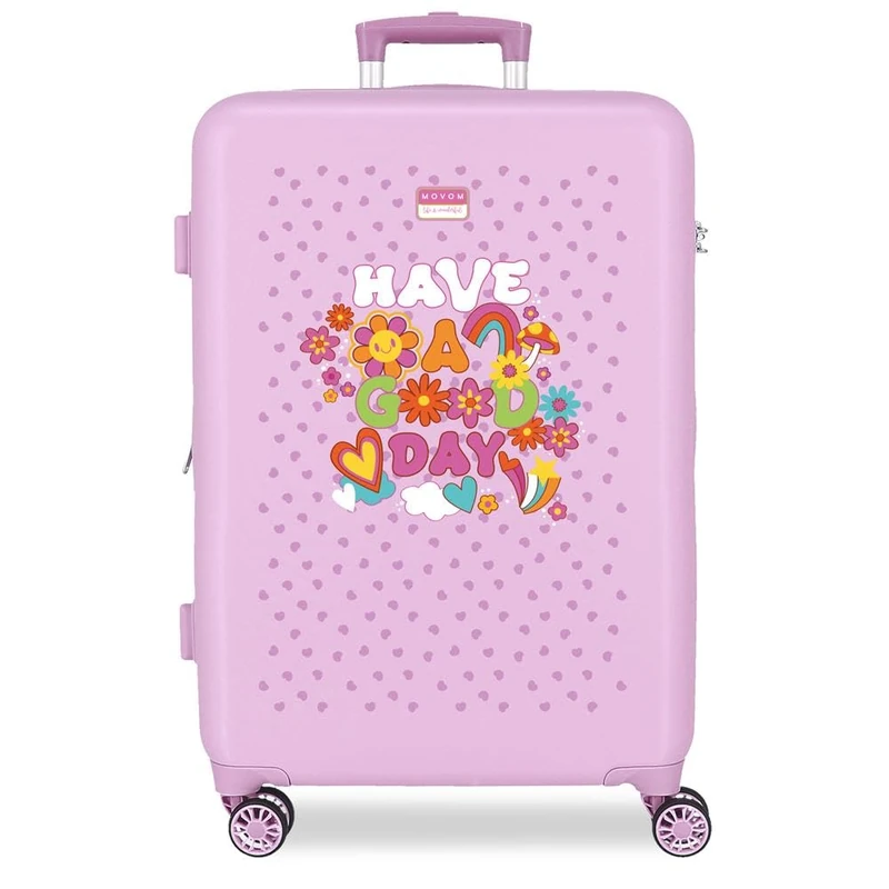 MOVOM Good Day Lilac Medium Suitcase 46x65x23 cm Rigid ABS Side Combination Lock 56L 3.1kg 4 Double Wheels - Image 1