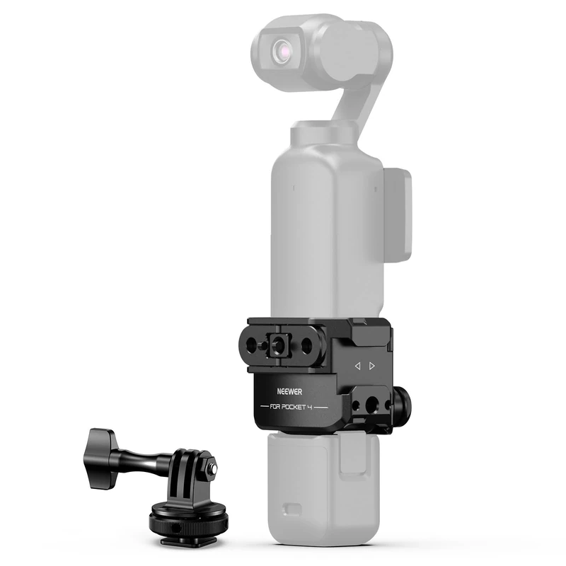 NEEWER Pocket 4 Cage, Protective Gimbal Camera Video Rig with Cold Shoe Mount Adapter & 1/4" Threads for Action Camera Photography Accessories, Compatible with DJI Osmo Pocket 4 Only, AC069