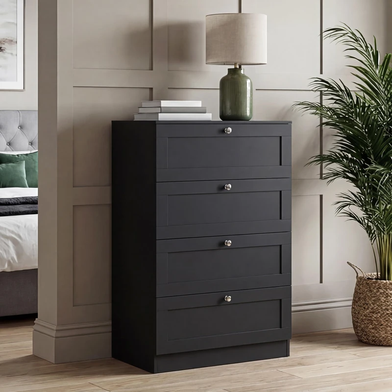 Vida Designs Altino 4 Drawer Chest, Black