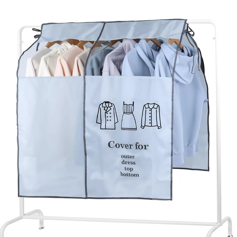 OTraki Dustproof Garment Bags, 90 x 110 cm, Anti-Dust Garment Cover, Large Clothes Cover with Transparent Window, Dust Protection, Storage Bag with Magic Tape, for Suit, Coat, T-Shirt (Grey) - Image 1