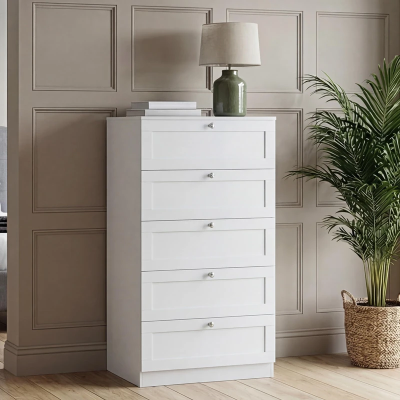 Vida Designs Altino 5 Drawer Chest, White