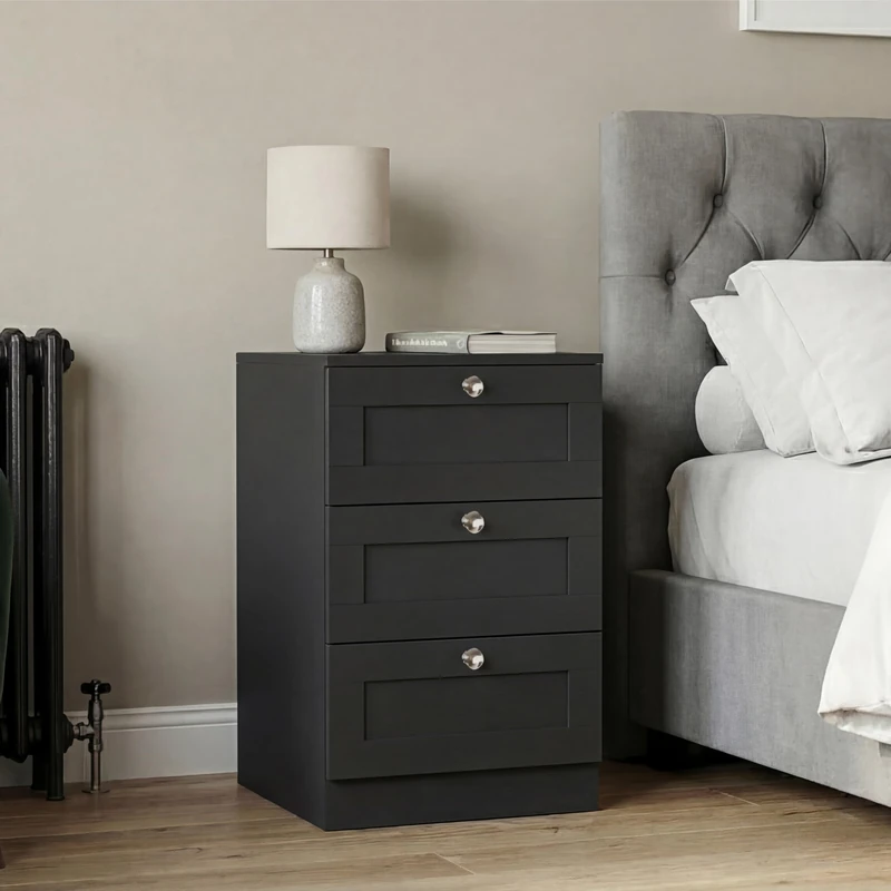 Vida Designs Altino 3 Drawer Bedside Table | White | 62H x 40W x 36D cm | Compact Space-Saving Nightstand | Engineered Wood | Smooth Glide Drawer | Modern Shaker Style | Ideal for Bedroom, Guest Room - Image 1