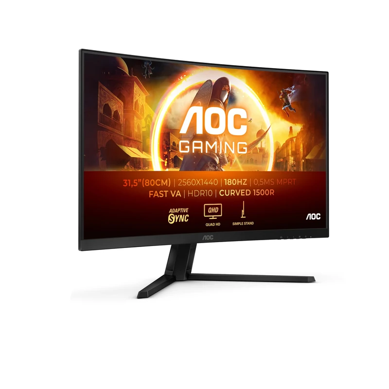 AOC CQ32G4VEAD 32 inch WQHD Monitor Curved, 180Hz, Fast VA Panel, 1ms GtG, Adaptive Sync, HDR10, FreeSync, (2560x1440 HDMI 2x 2.0 DP 1x 1.4) Black - Image 1