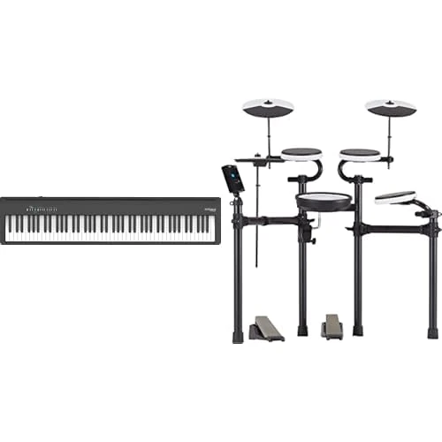 Bundle of Roland FP-30X | Slim & Stylish 88-Note Digital Piano | Bluetooth & MIDI Connectivity | Black + Roland TD-02KV V-Drums | Mesh-Head Snare | Onboard Coach