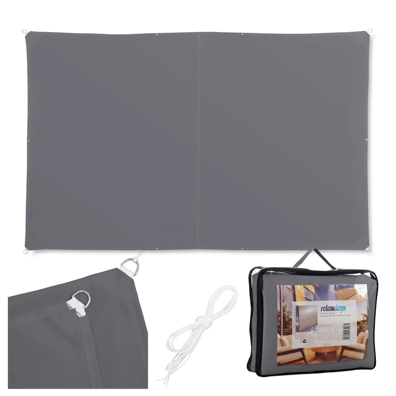 Relaxdays shade sail, polyester, water-repellent, sailcloth with eyelets & guy ropes, sizes & colours