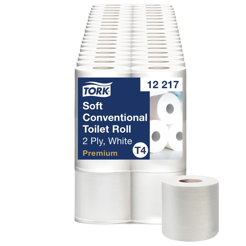 Tork Soft Conventional Toilet Paper Roll White T4, Premium, 2-ply, 72 x 198 Sheets, 12217
