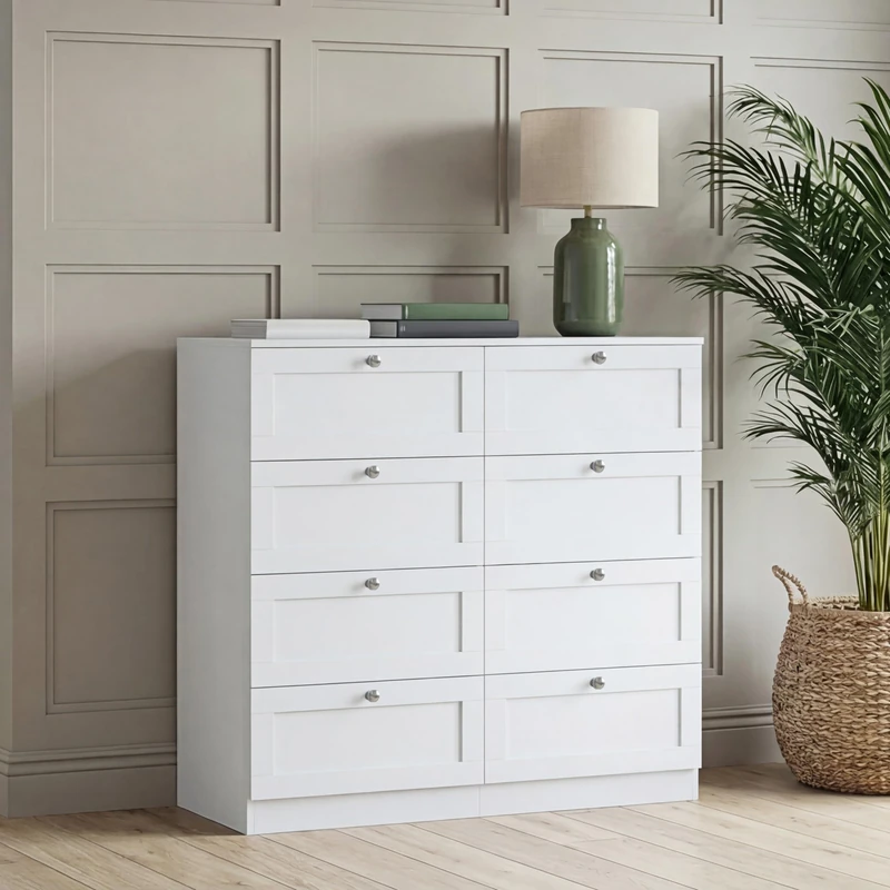 Vida Designs Altino 8 Drawer Chest, White