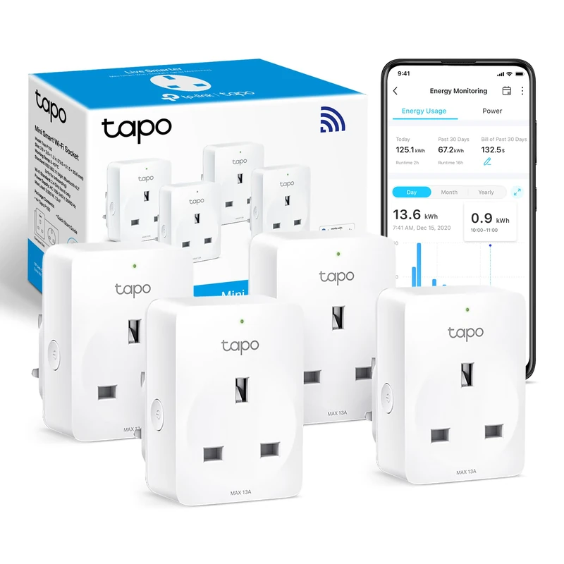 NEW Tapo TP11(4-pack) Smart Plug, Alexa Plug with Energy Monitoring,Matter Certified WiFi Plug,Away Mode, App Remote Control,Voice Control with Alexa & Google,Compact Design,Easy Setup,Auto On-Off
