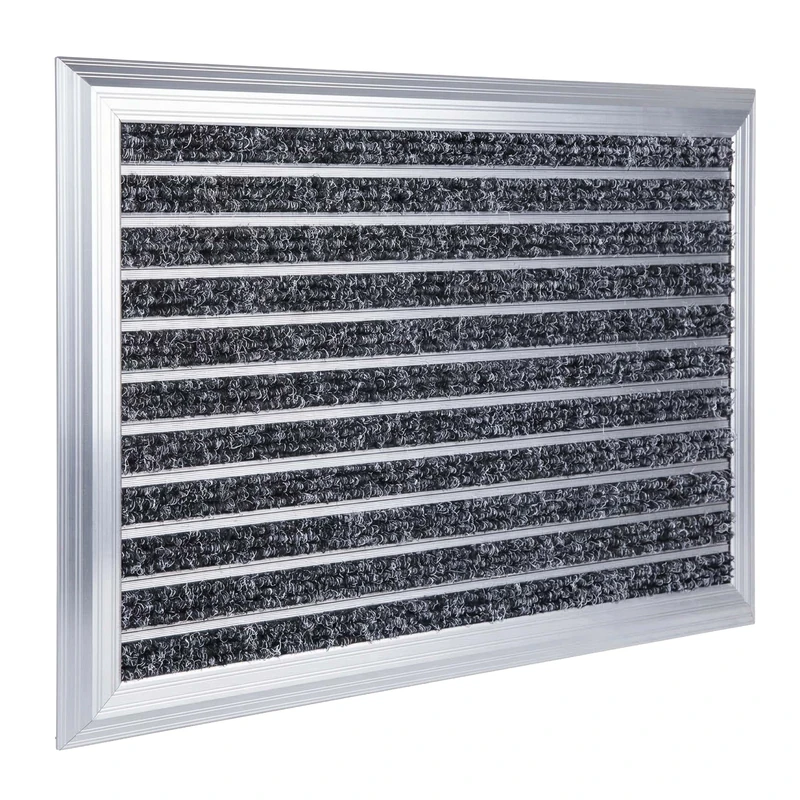 Relaxdays Doormat, 60x40 cm, aluminium frame, weatherproof, non-slip, indoor & outdoor, dirt-trapping, silver